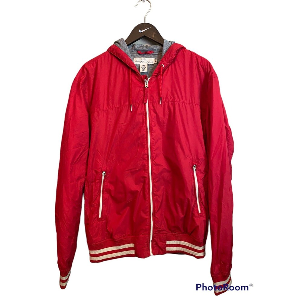 H&M LOGG Lined Hooded Windbreaker Red and White Vintage Retro Inspired